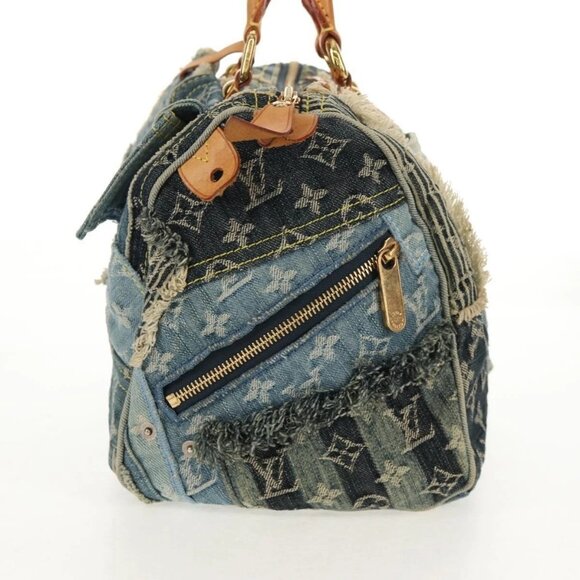 LOUIS VUITTON Monogram Denim Patchwork Speedy 30 Bag Blue M95380 Auth yk19687A - Picture 6 of 16